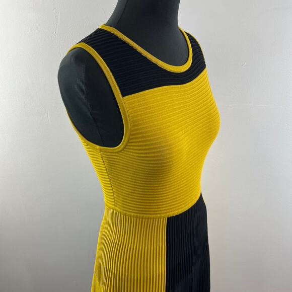 Calvin Klein Mustard Yellow Black Fit Flare Dress Size S? Small NEW - Picture 5 of 7